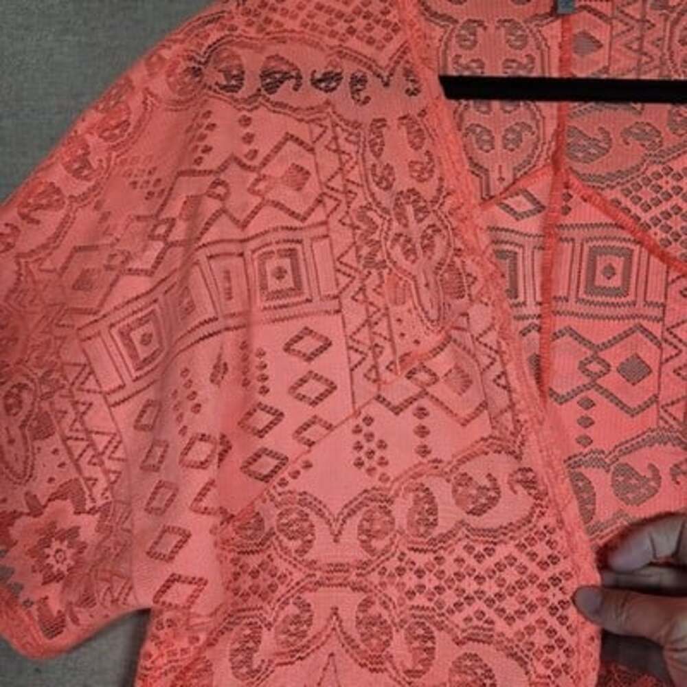 Charlotte Russe Open Front Fringed Crochet Lace Kimono Cardigan Cover Up Sz XS - Picture 7 of 10